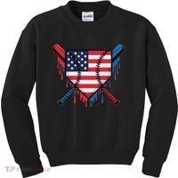 Baseball Drip Ice Cream Patriotic American Flag Funny Kids Sweatshirt thumb 0
