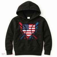 Baseball Drip Ice Cream Patriotic American Flag Funny Kids Hoodie thumb 0
