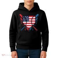 Baseball Drip Ice Cream Patriotic American Flag Funny Kids Hoodie thumb 4