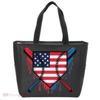 Baseball Drip Ice Cream Patriotic American Flag Funny Tote Bag thumb 0