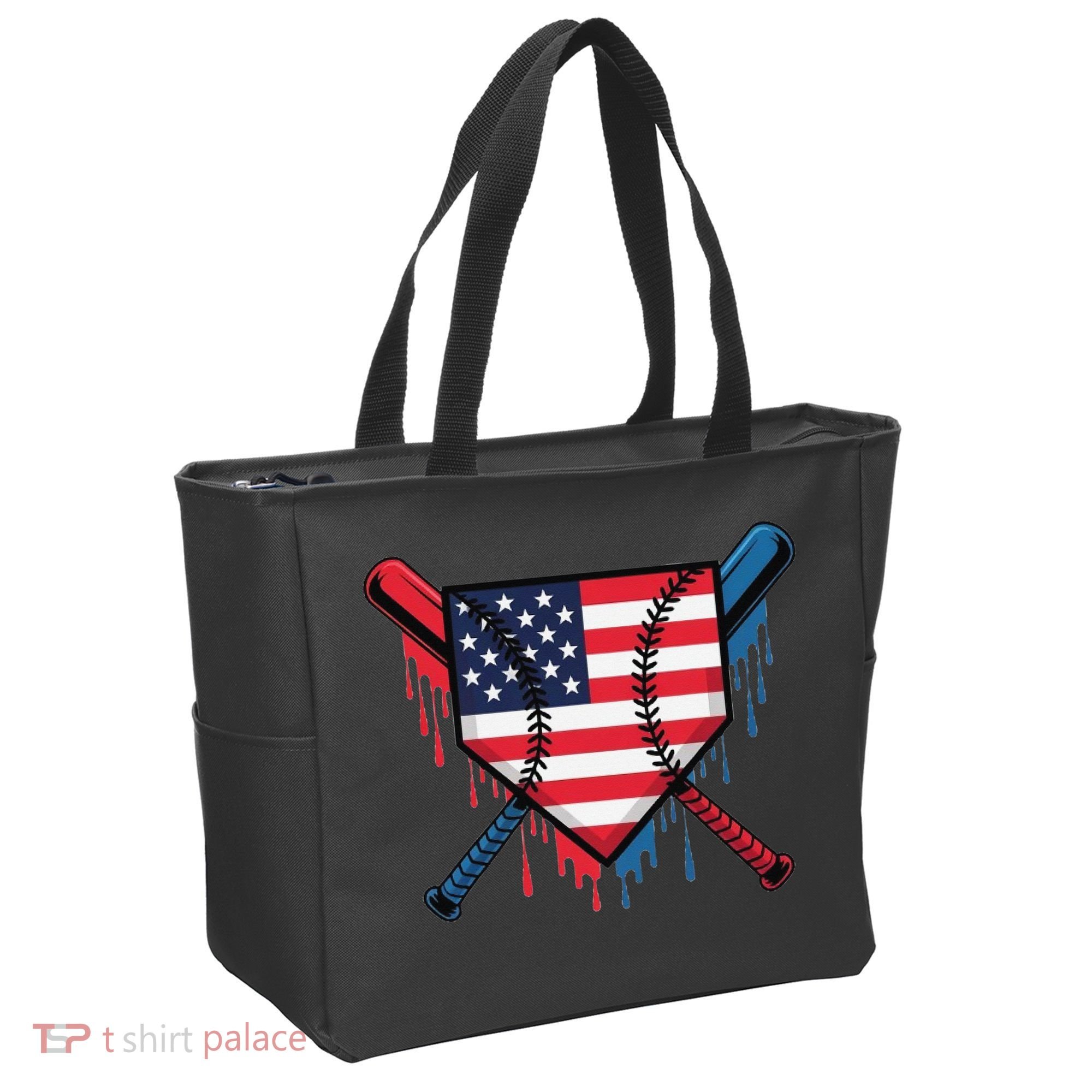 Baseball Drip Ice Cream Patriotic American Flag Funny Tote Bag