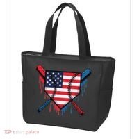 Baseball Drip Ice Cream Patriotic American Flag Funny Tote Bag thumb 3