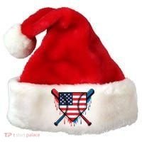 Baseball Drip Ice Cream Patriotic American Flag Funny Santa Hat thumb 0