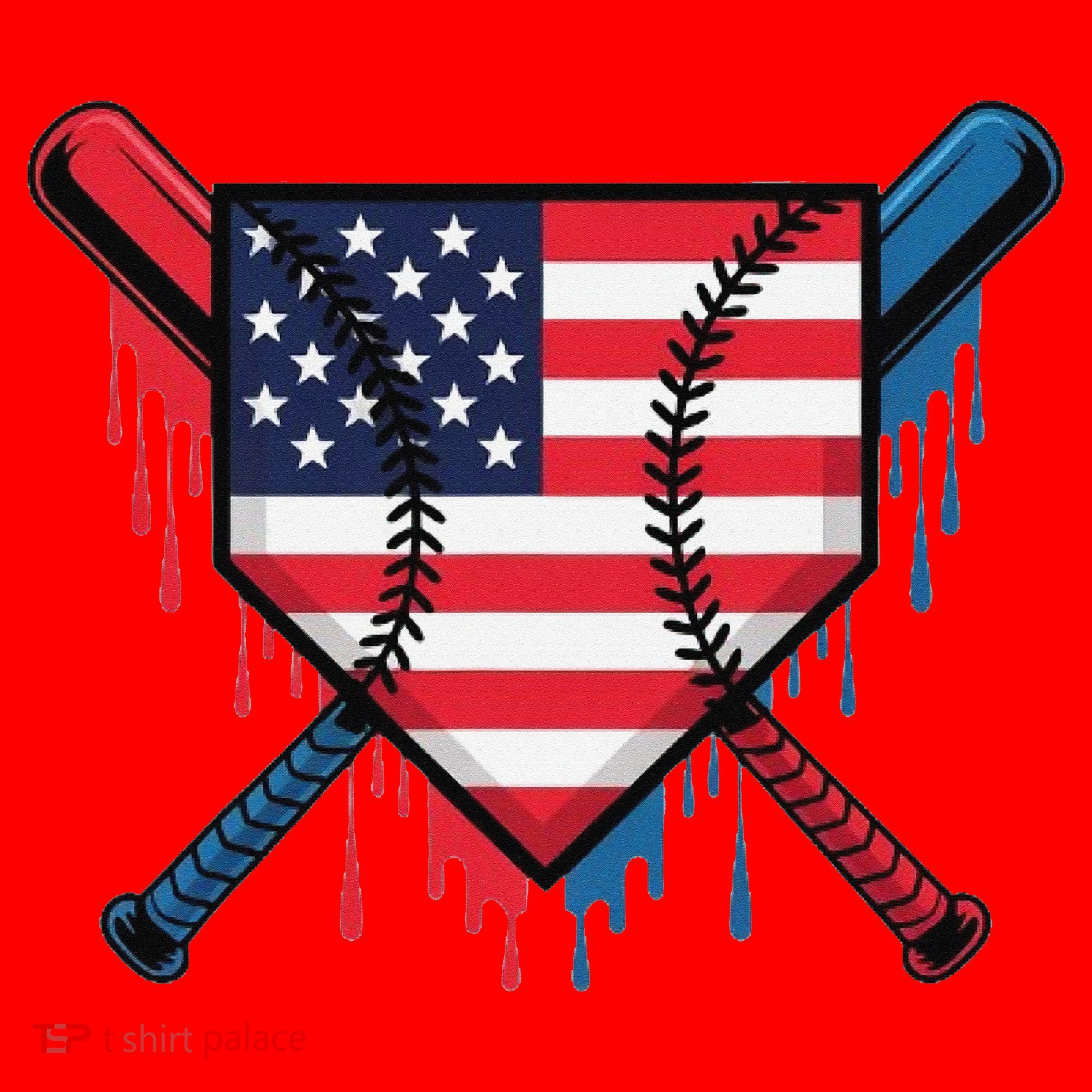 Baseball Drip Ice Cream Patriotic American Flag Funny Santa Hat