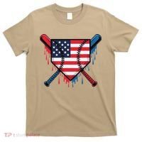 Baseball Drip Ice Cream Patriotic American Flag Funny T-Shirt thumb 0