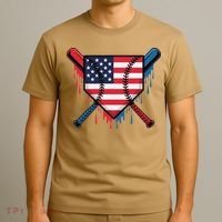 Baseball Drip Ice Cream Patriotic American Flag Funny T-Shirt thumb 3
