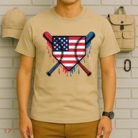 Baseball Drip Ice Cream Patriotic American Flag Funny T-Shirt thumb 6