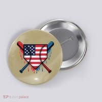 Baseball Drip Ice Cream Patriotic American Flag Funny Button thumb 0