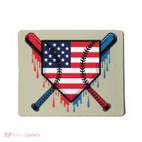 Baseball Drip Ice Cream Patriotic American Flag Funny Mousepad thumb 0