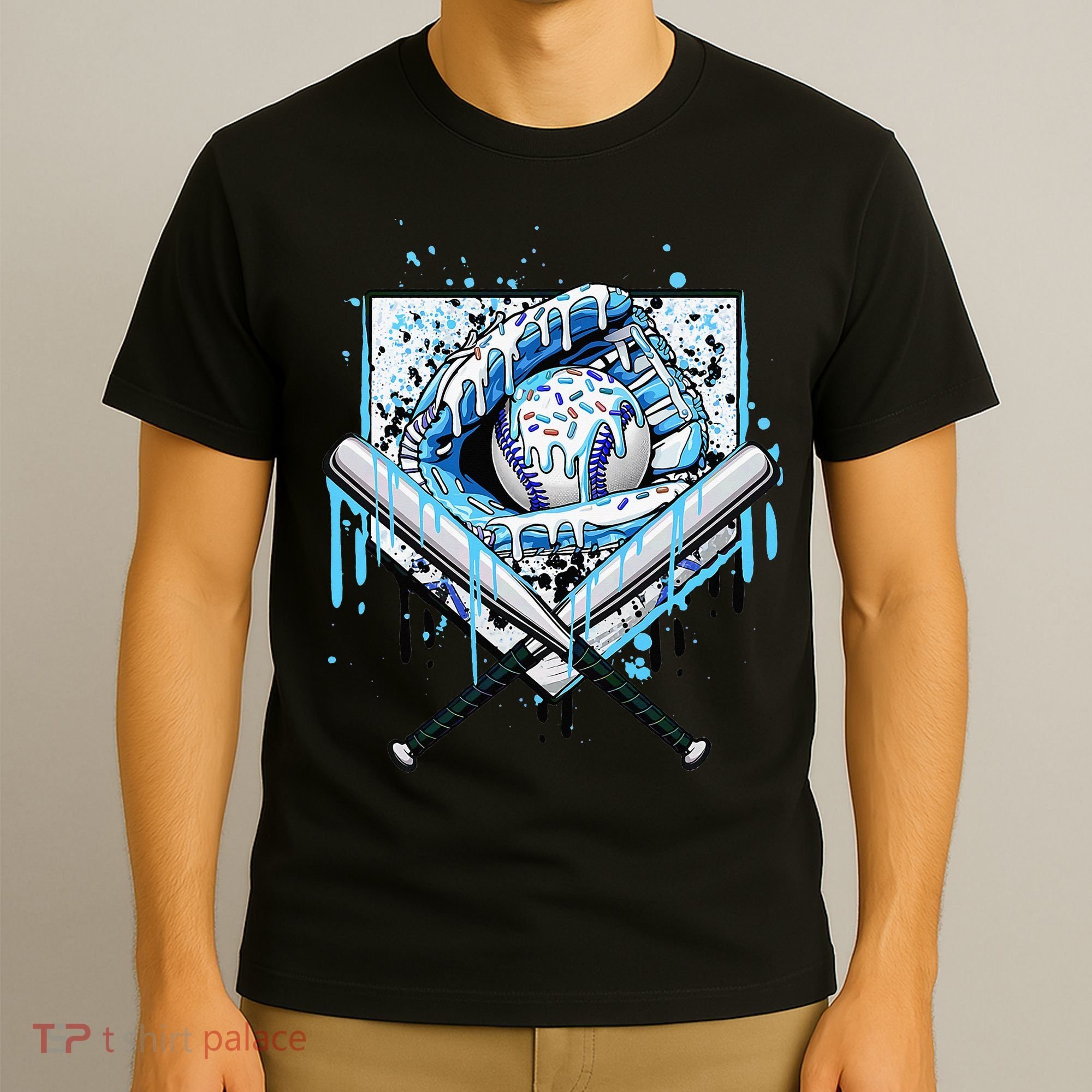Baseball Drip Ice Cream Drip Baseball  T-Shirt