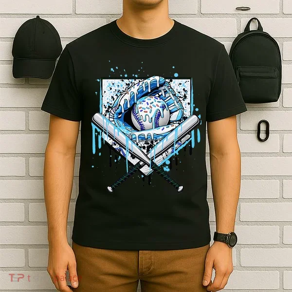 Baseball Drip Ice Cream Drip Baseball  T-Shirt