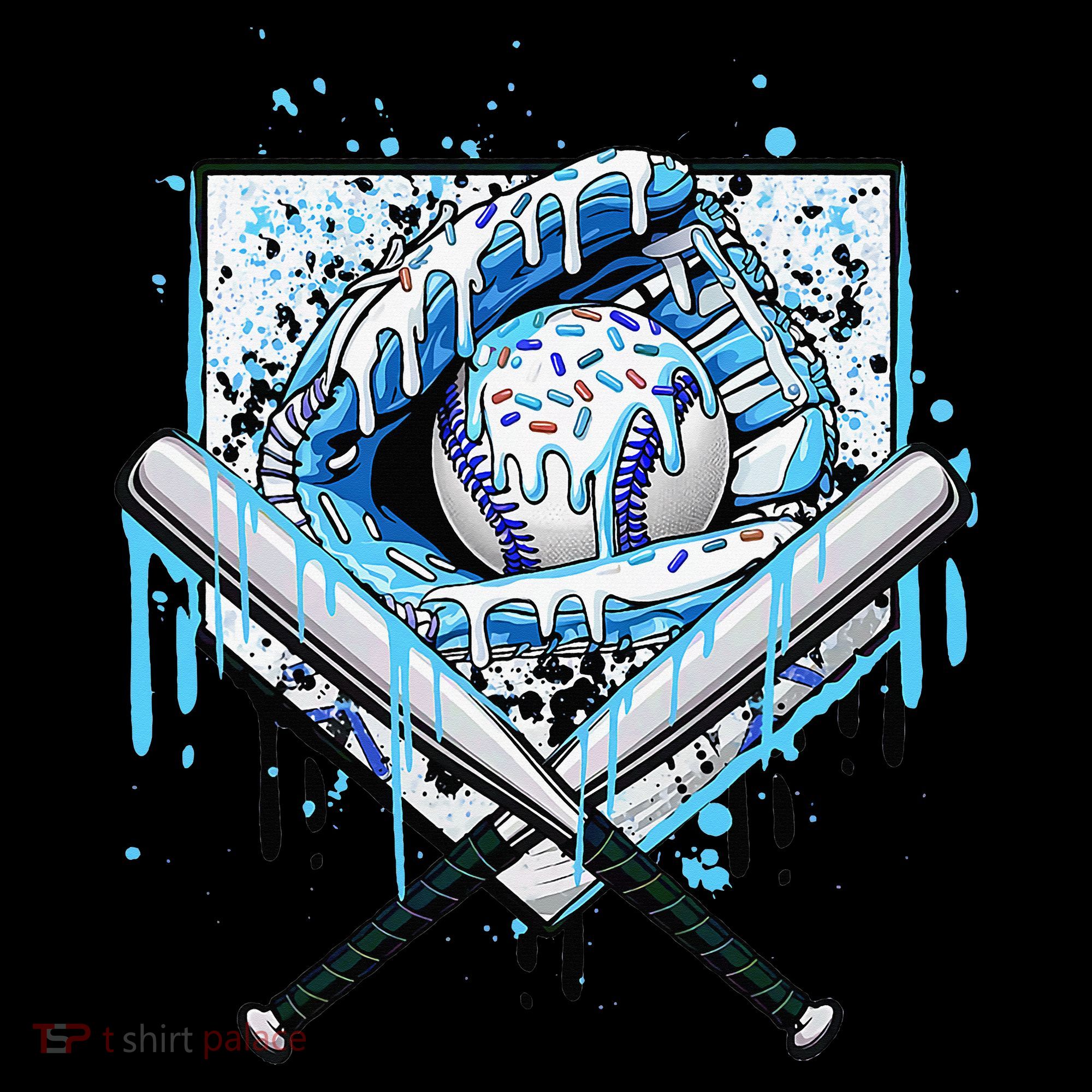Baseball Drip Ice Cream Drip Baseball  T-Shirt