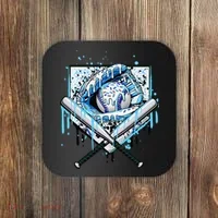 Baseball Drip Ice Cream Drip Baseball  Coaster thumb 0