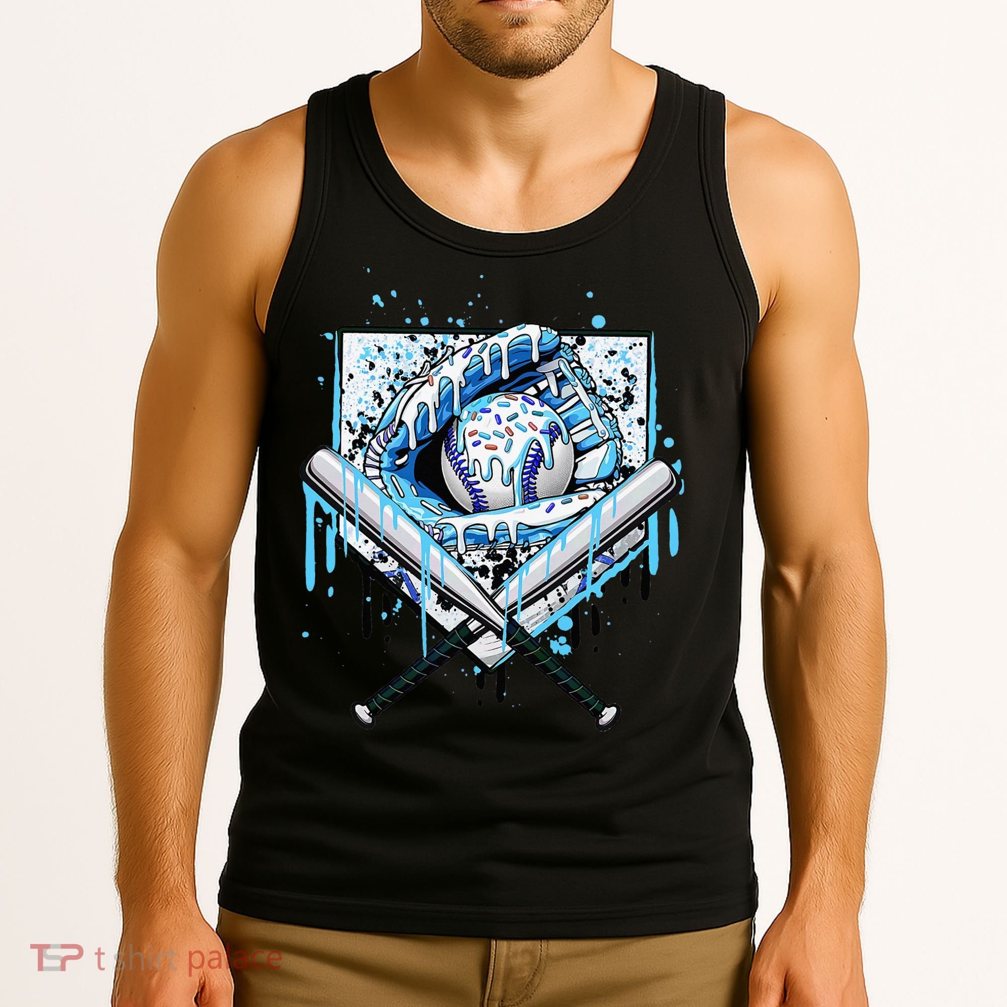 Baseball Drip Ice Cream Drip Baseball  Tank Top