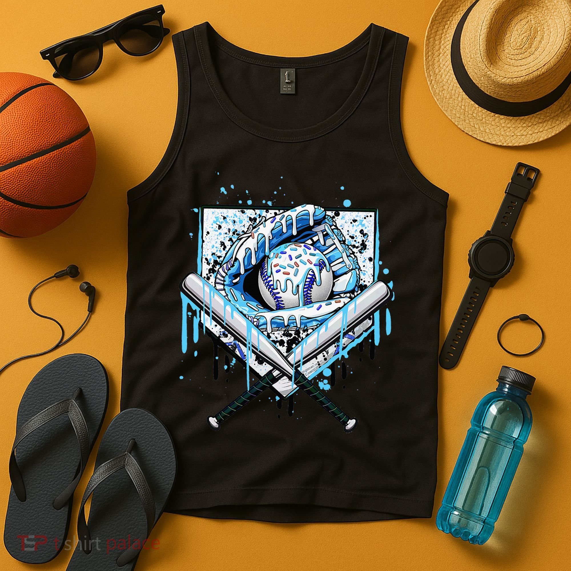 Baseball Drip Ice Cream Drip Baseball  Tank Top