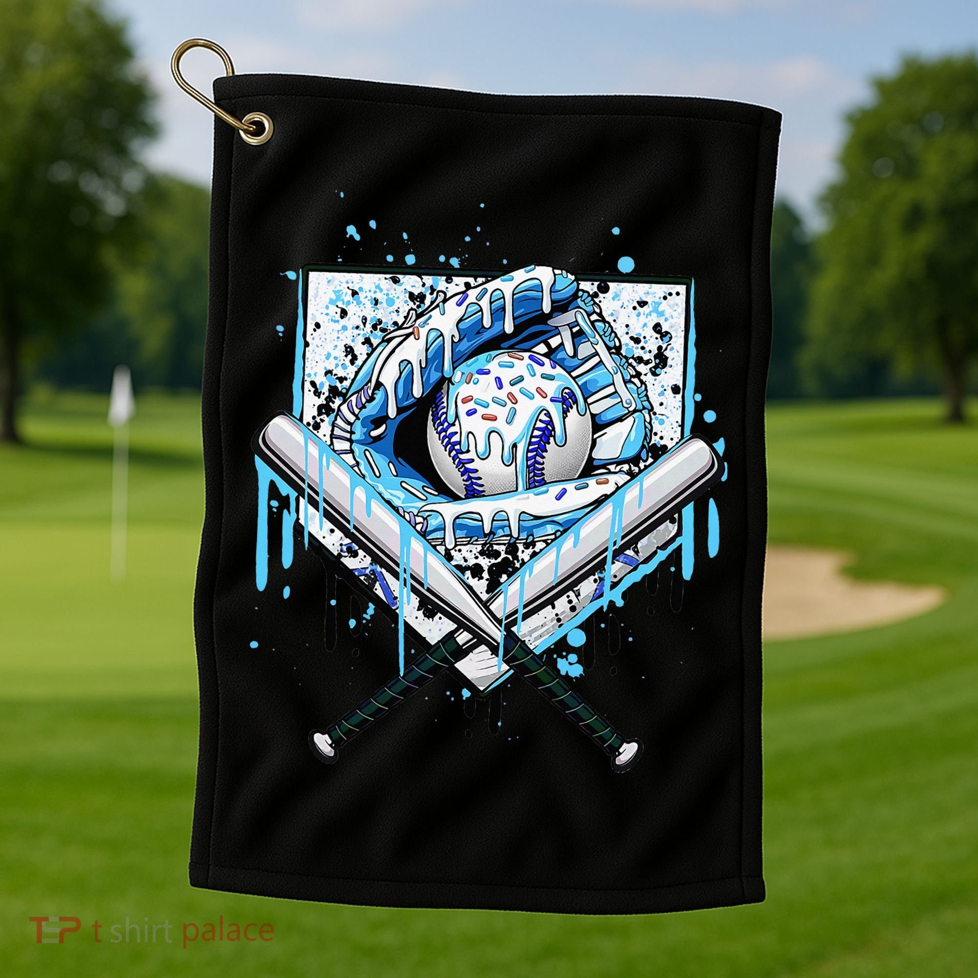 Baseball Drip Ice Cream Drip Baseball  Golf Towel