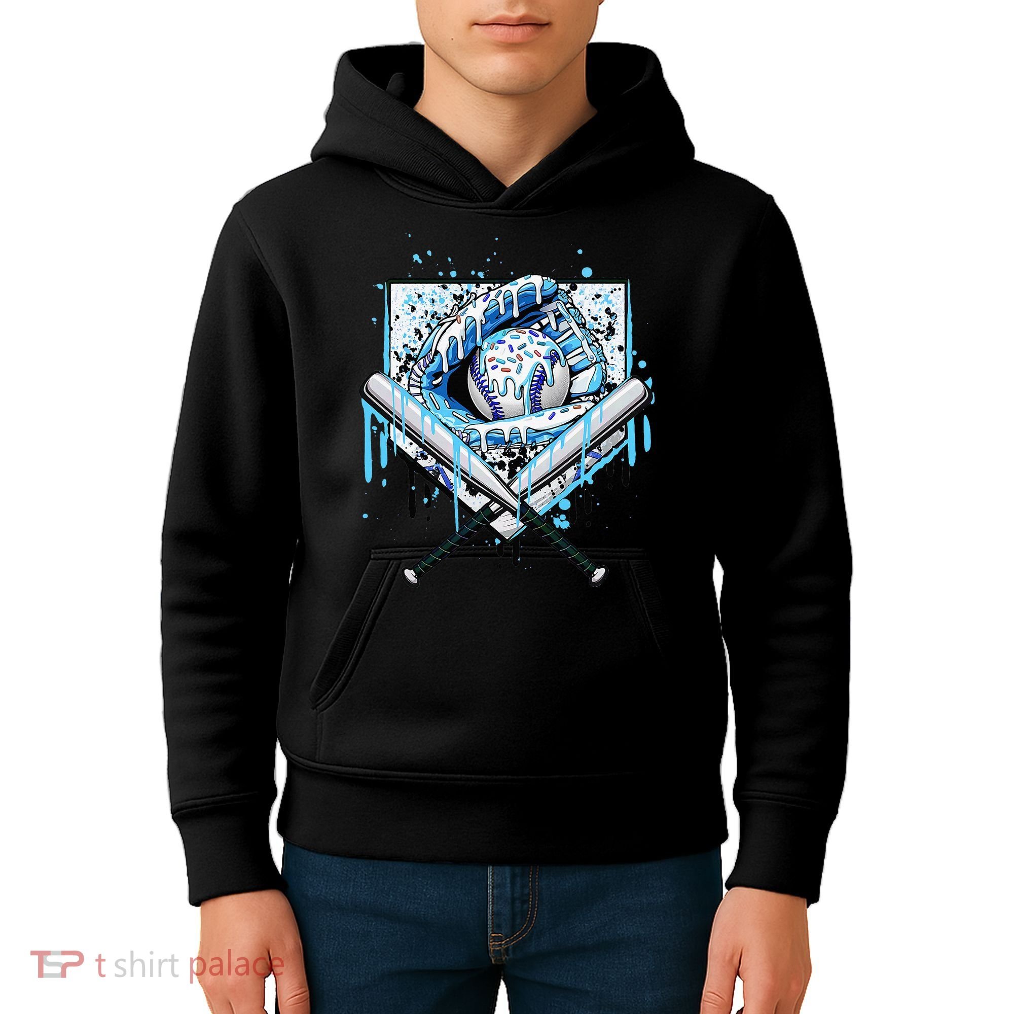 Baseball Drip Ice Cream Drip Baseball  Kids Hoodie