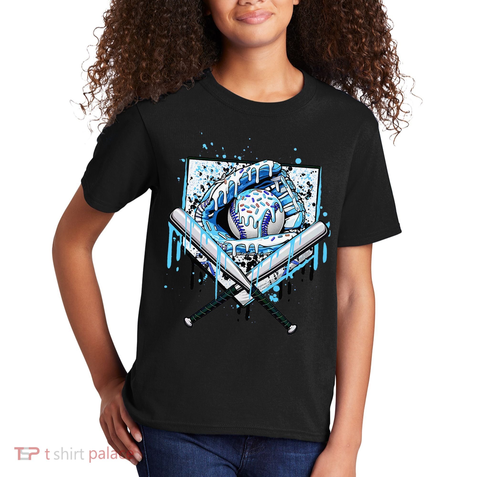 Baseball Drip Ice Cream Drip Baseball  Kids T-Shirt