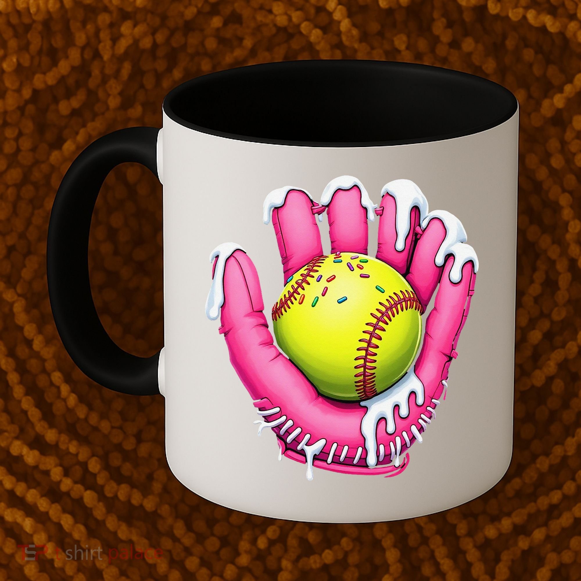 Baseball Drip Ice Cream Sprinkles Baseball Glove Coffee Mug