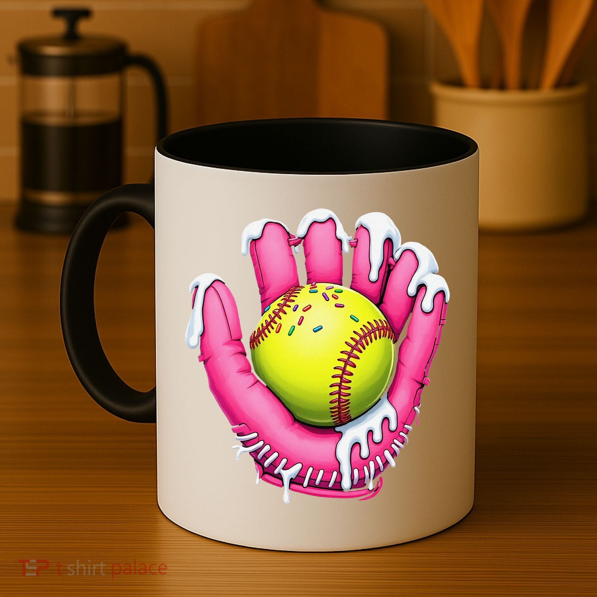 Baseball Drip Ice Cream Sprinkles Baseball Glove Coffee Mug