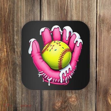 Baseball Drip Ice Cream Sprinkles Baseball Glove Coaster