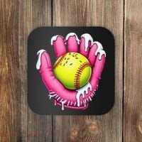 Baseball Drip Ice Cream Sprinkles Baseball Glove Coaster thumb 0