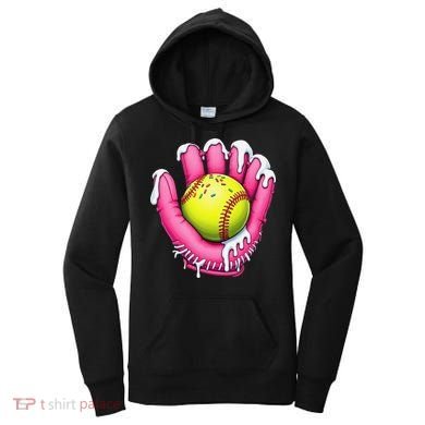 Baseball Drip Ice Cream Sprinkles Baseball Glove Women's Hoodie