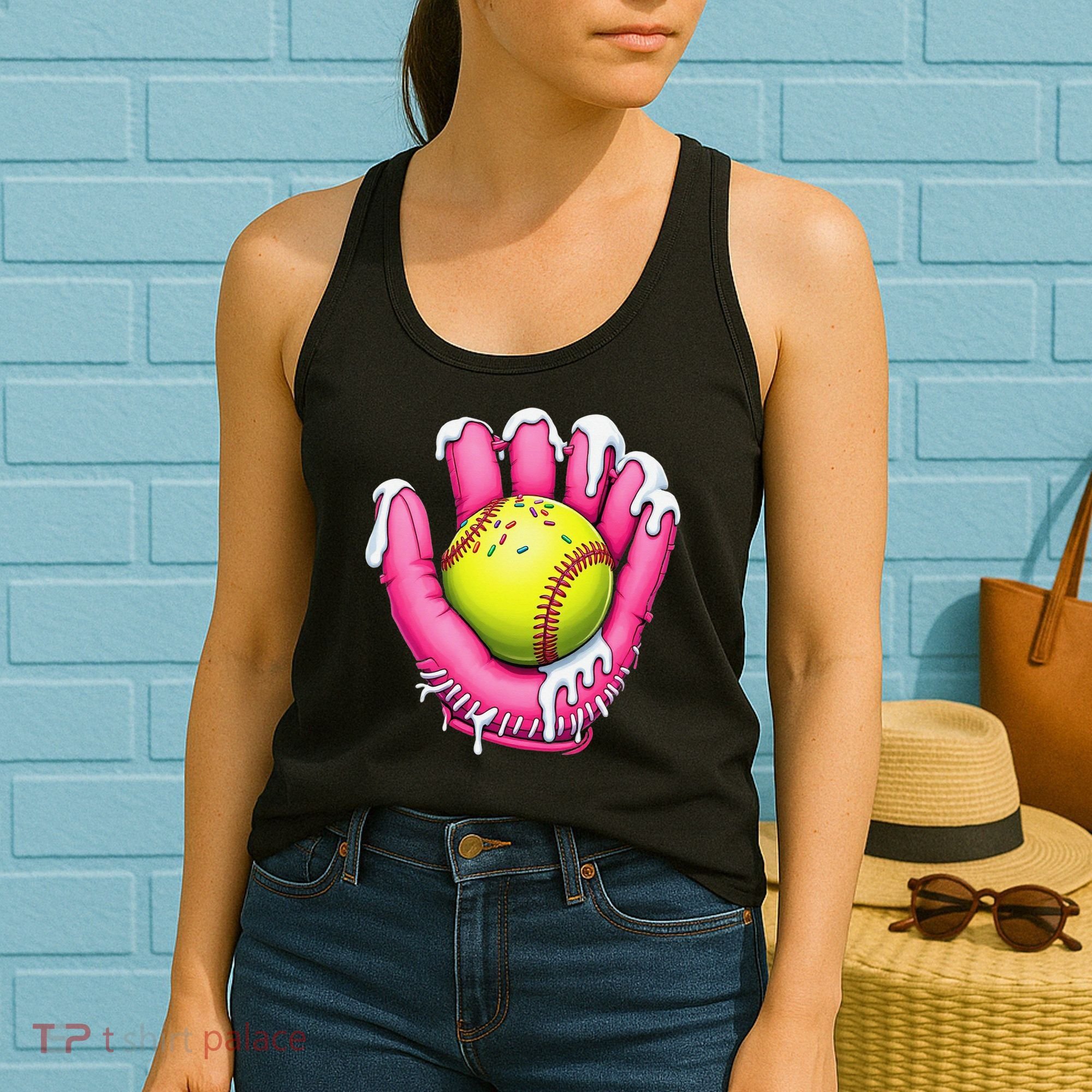 Baseball Drip Ice Cream Sprinkles Baseball Glove Women's Tank Top