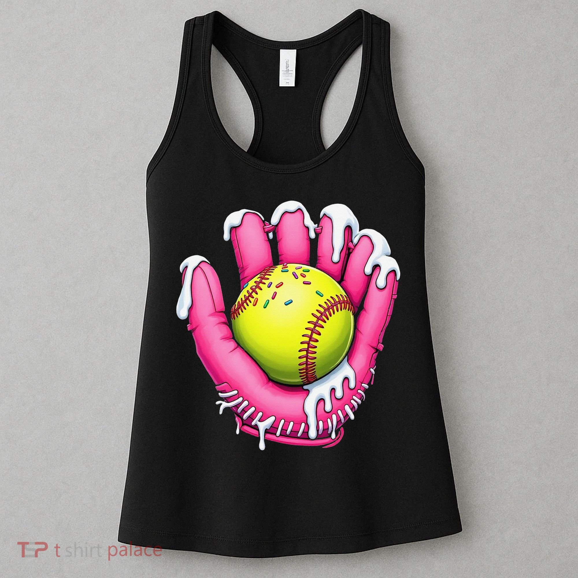 Baseball Drip Ice Cream Sprinkles Baseball Glove Women's Tank Top