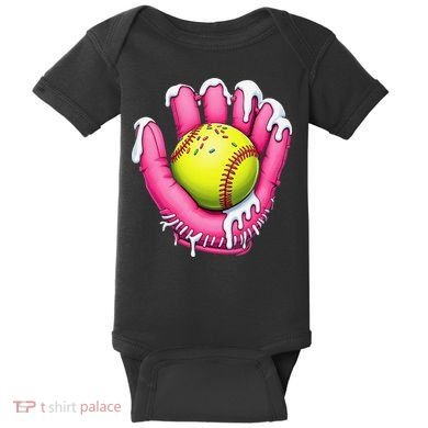 Baseball Drip Ice Cream Sprinkles Baseball Glove Baby Bodysuit