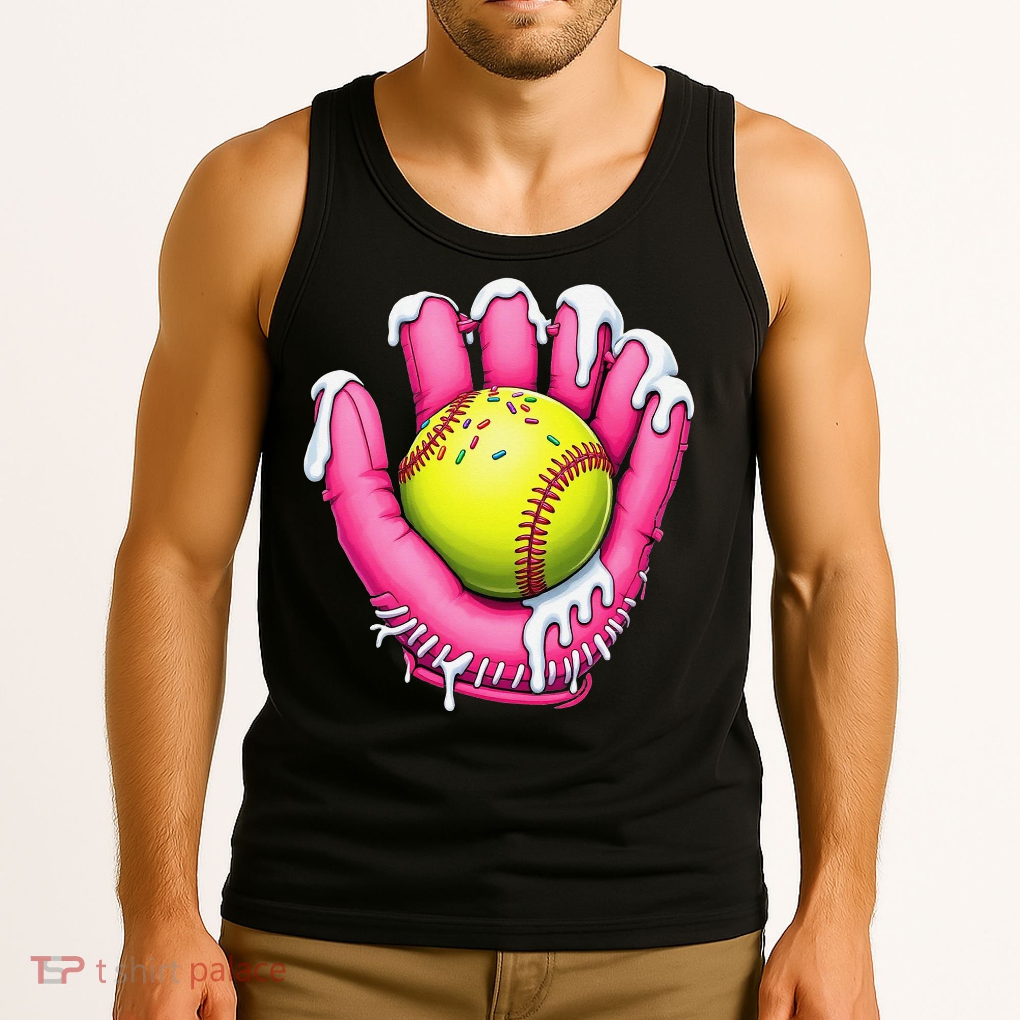 Baseball Drip Ice Cream Sprinkles Baseball Glove Tank Top
