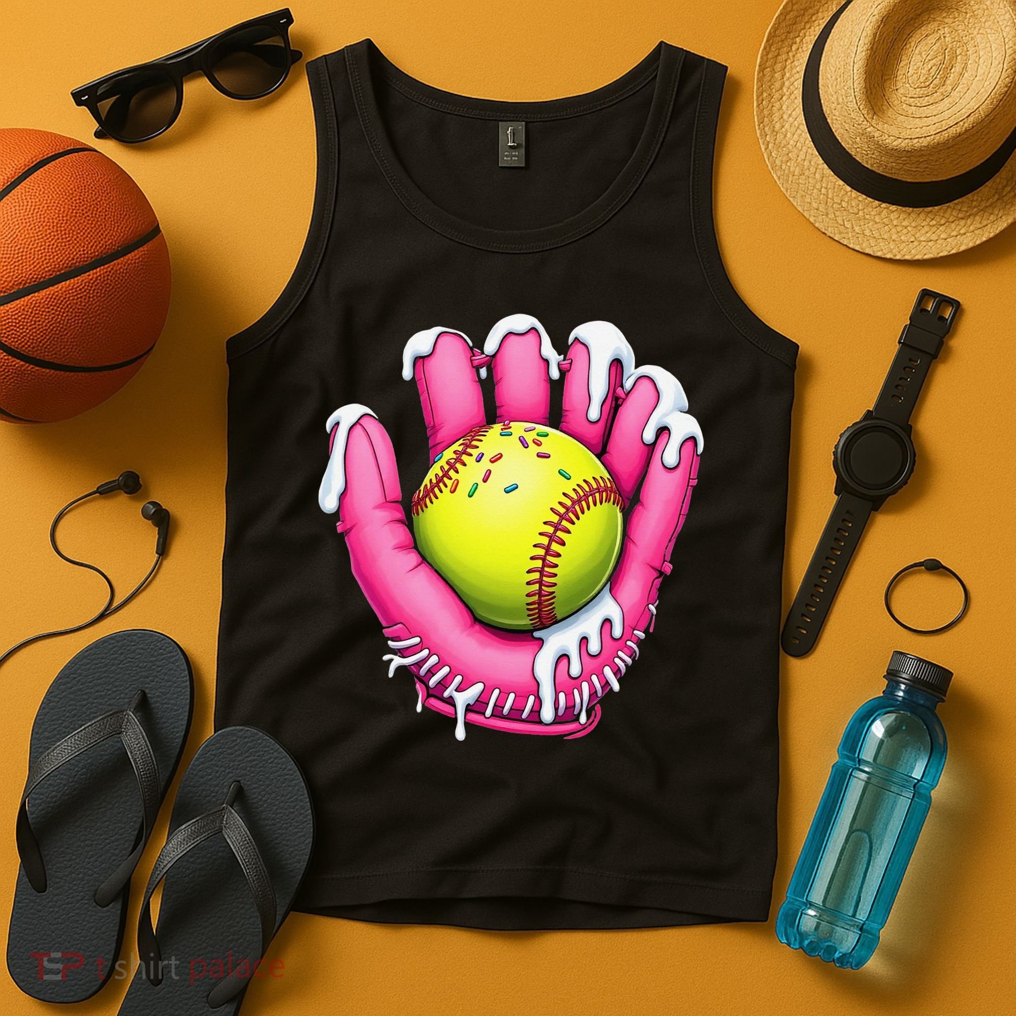 Baseball Drip Ice Cream Sprinkles Baseball Glove Tank Top
