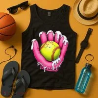 Baseball Drip Ice Cream Sprinkles Baseball Glove Tank Top thumb 4