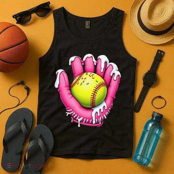 Baseball Drip Ice Cream Sprinkles Baseball Glove Tank Top