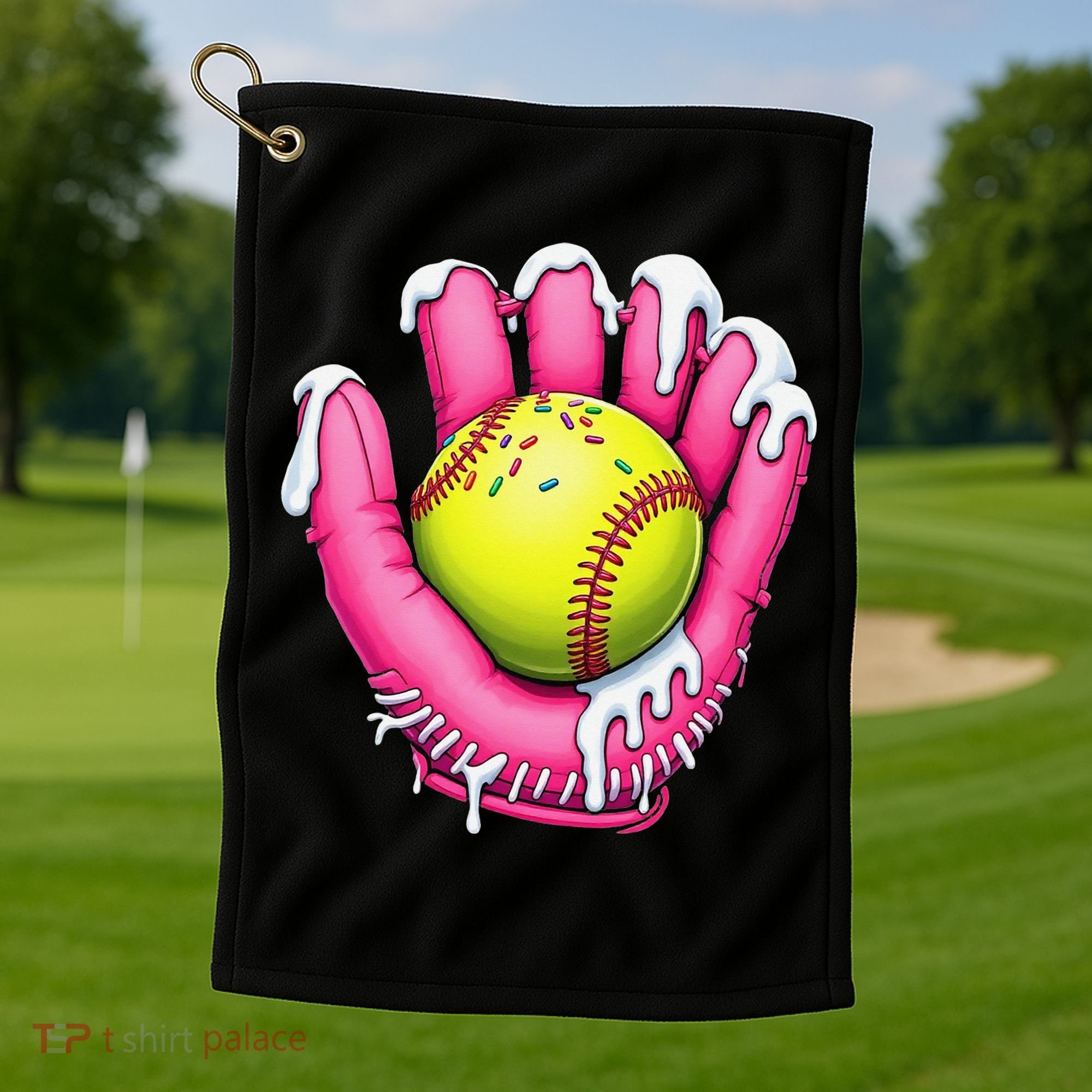 Baseball Drip Ice Cream Sprinkles Baseball Glove Golf Towel