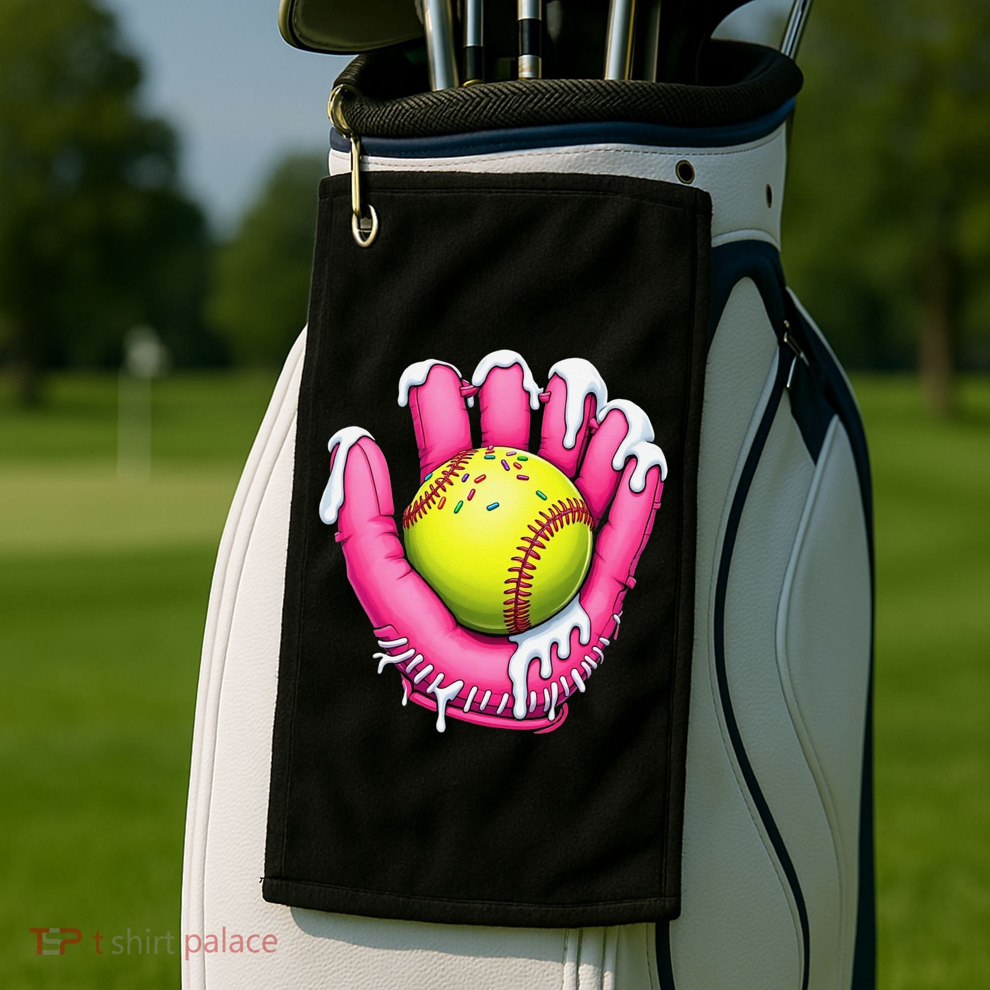 Baseball Drip Ice Cream Sprinkles Baseball Glove Golf Towel