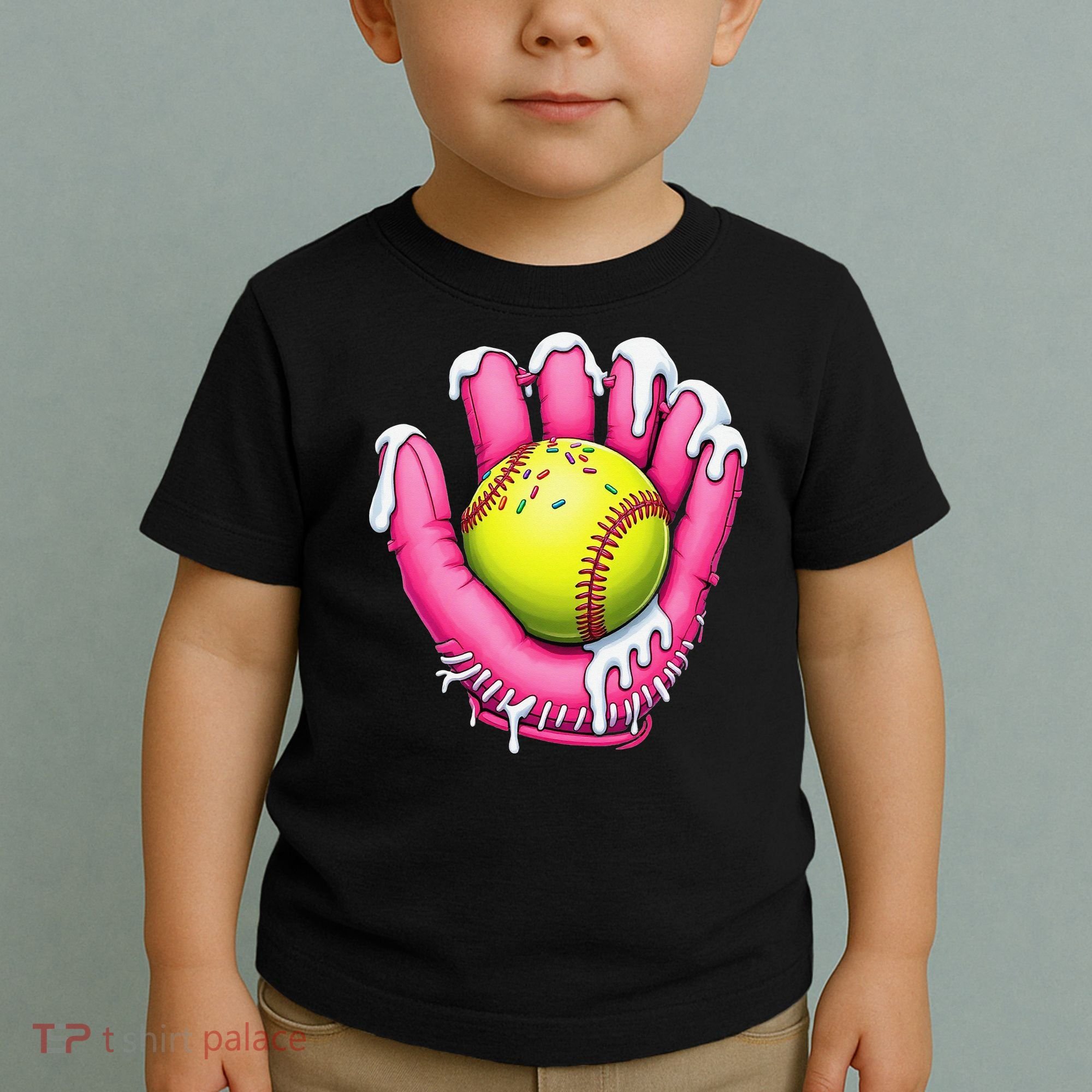 Baseball Drip Ice Cream Sprinkles Baseball Glove Toddler T-Shirt