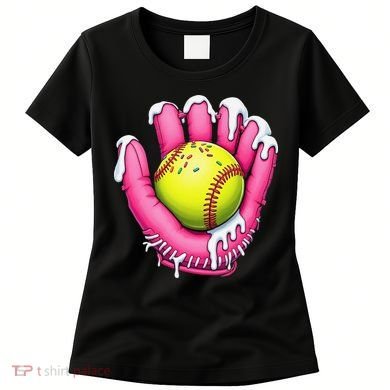 Baseball Drip Ice Cream Sprinkles Baseball Glove Women's T-Shirt