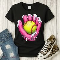 Baseball Drip Ice Cream Sprinkles Baseball Glove Women's T-Shirt thumb 3