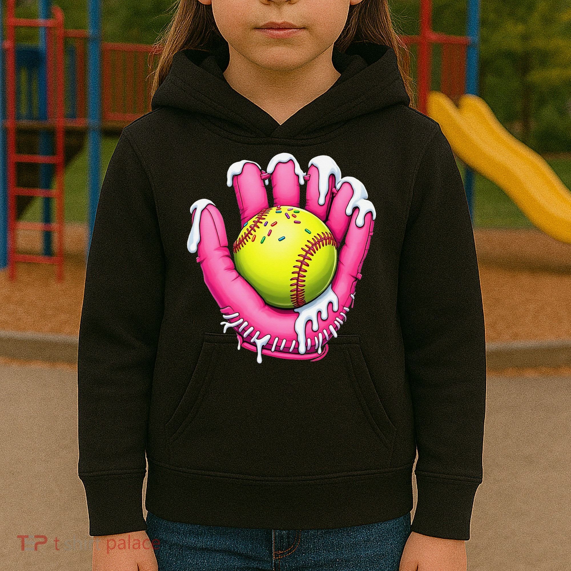 Baseball Drip Ice Cream Sprinkles Baseball Glove Kids Hoodie