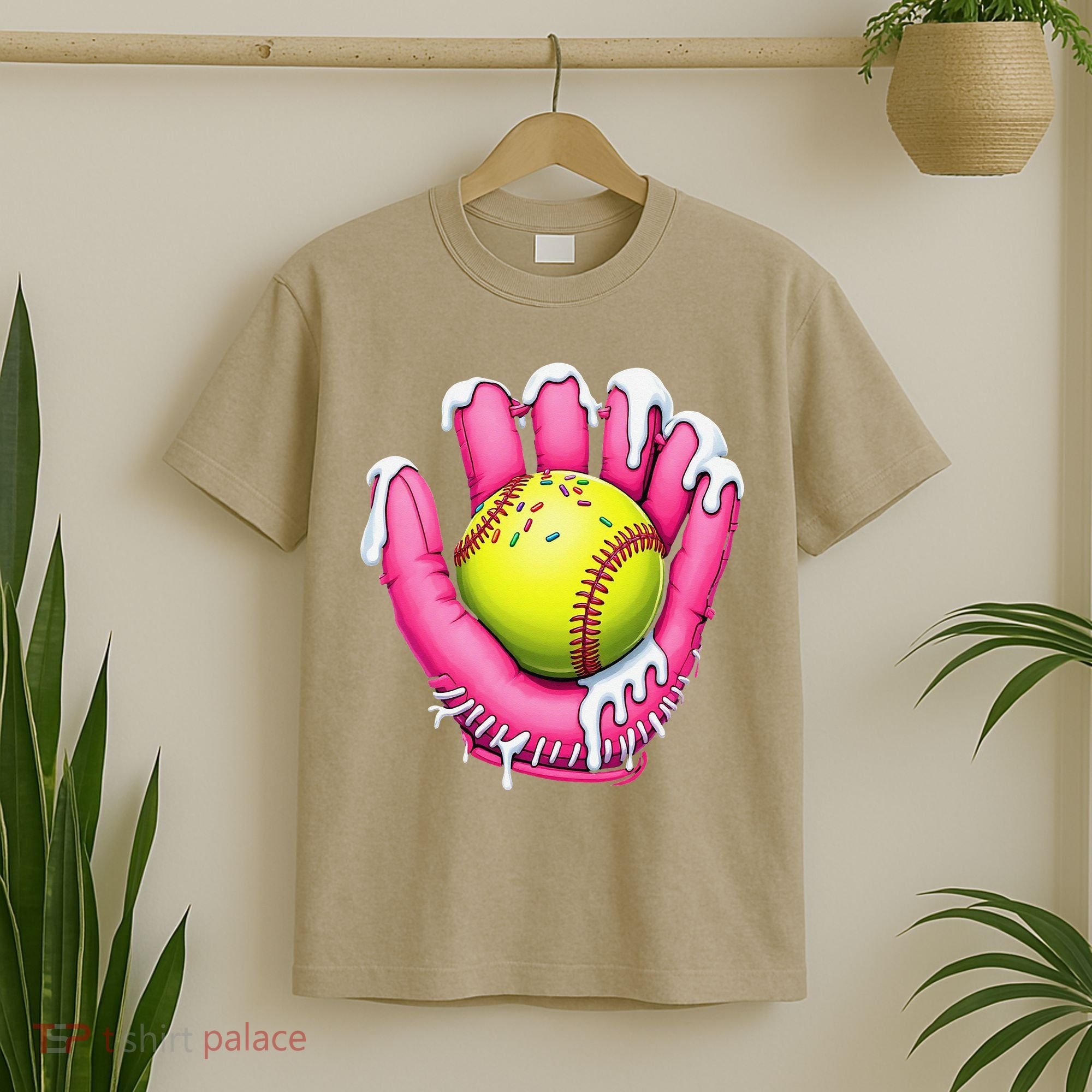 Baseball Drip Ice Cream Sprinkles Baseball Glove T-Shirt