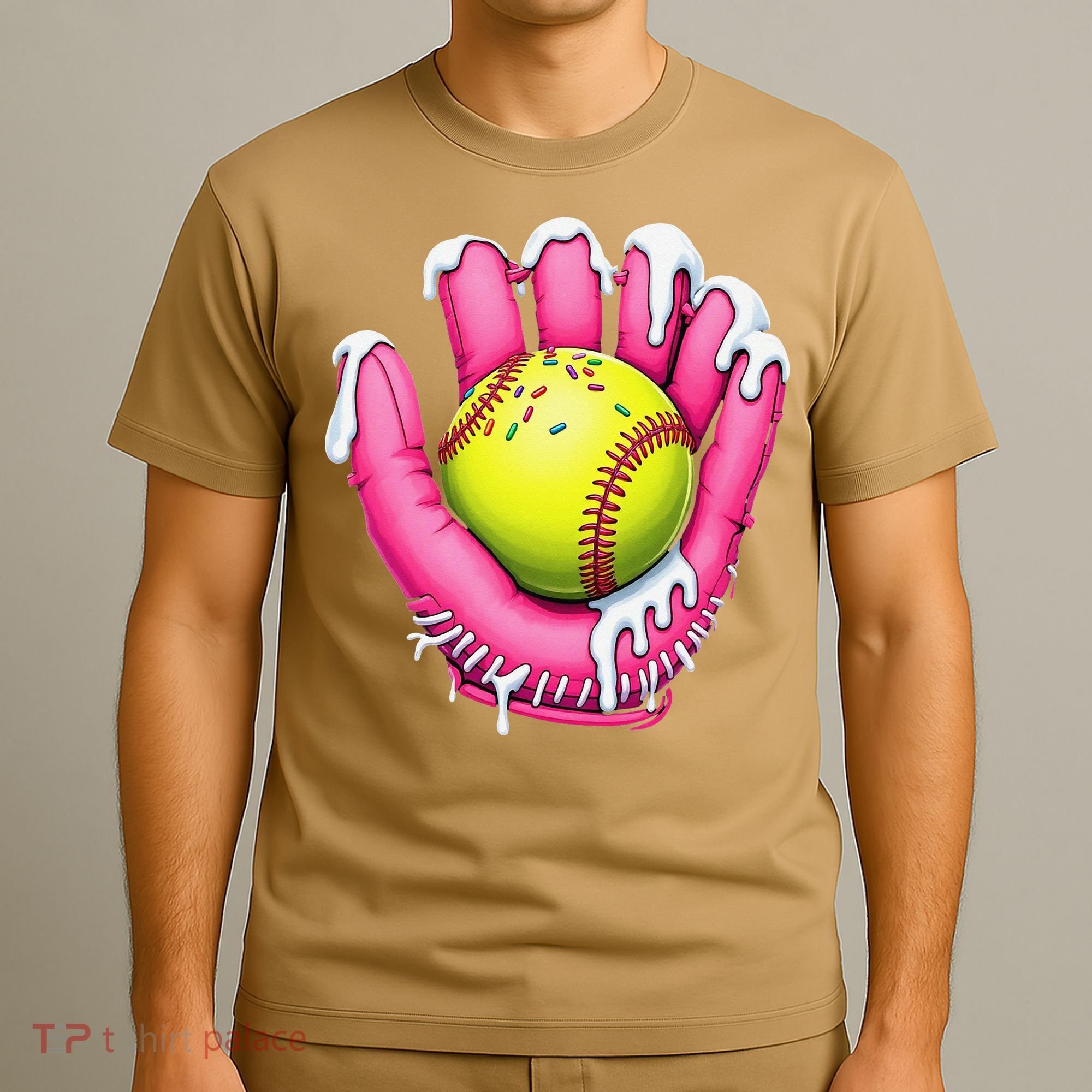 Baseball Drip Ice Cream Sprinkles Baseball Glove T-Shirt