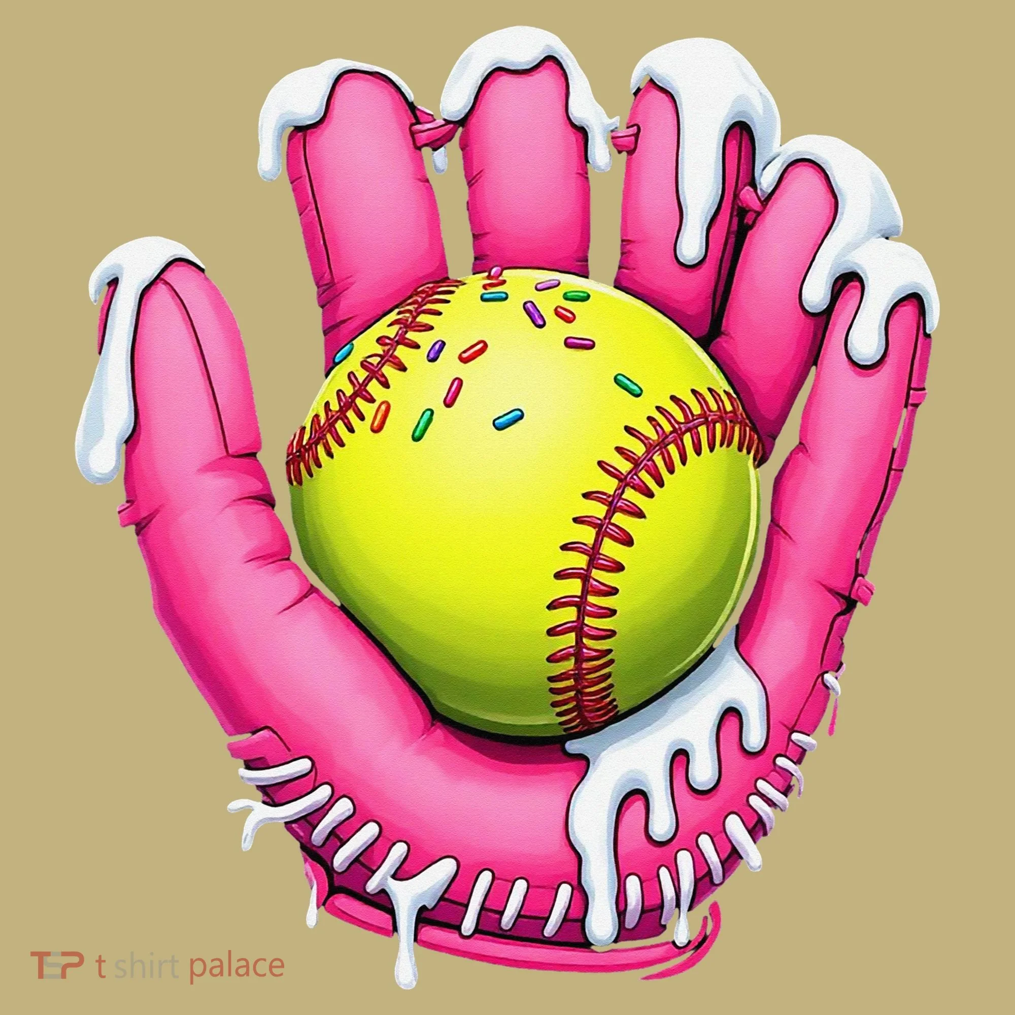 Baseball Drip Ice Cream Sprinkles Baseball Glove Button