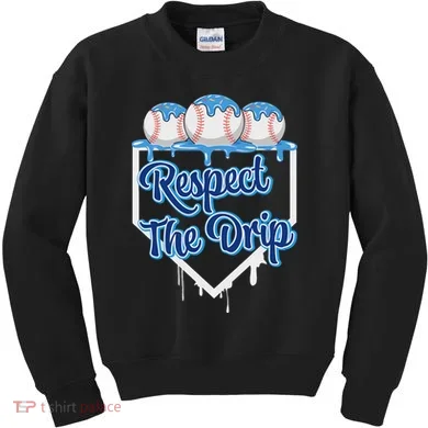 Baseball Drip Ice Cream Drip Respect The Drip Kids Sweatshirt