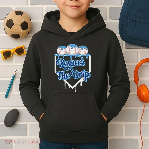 Baseball Drip Ice Cream Drip Respect The Drip Kids Hoodie