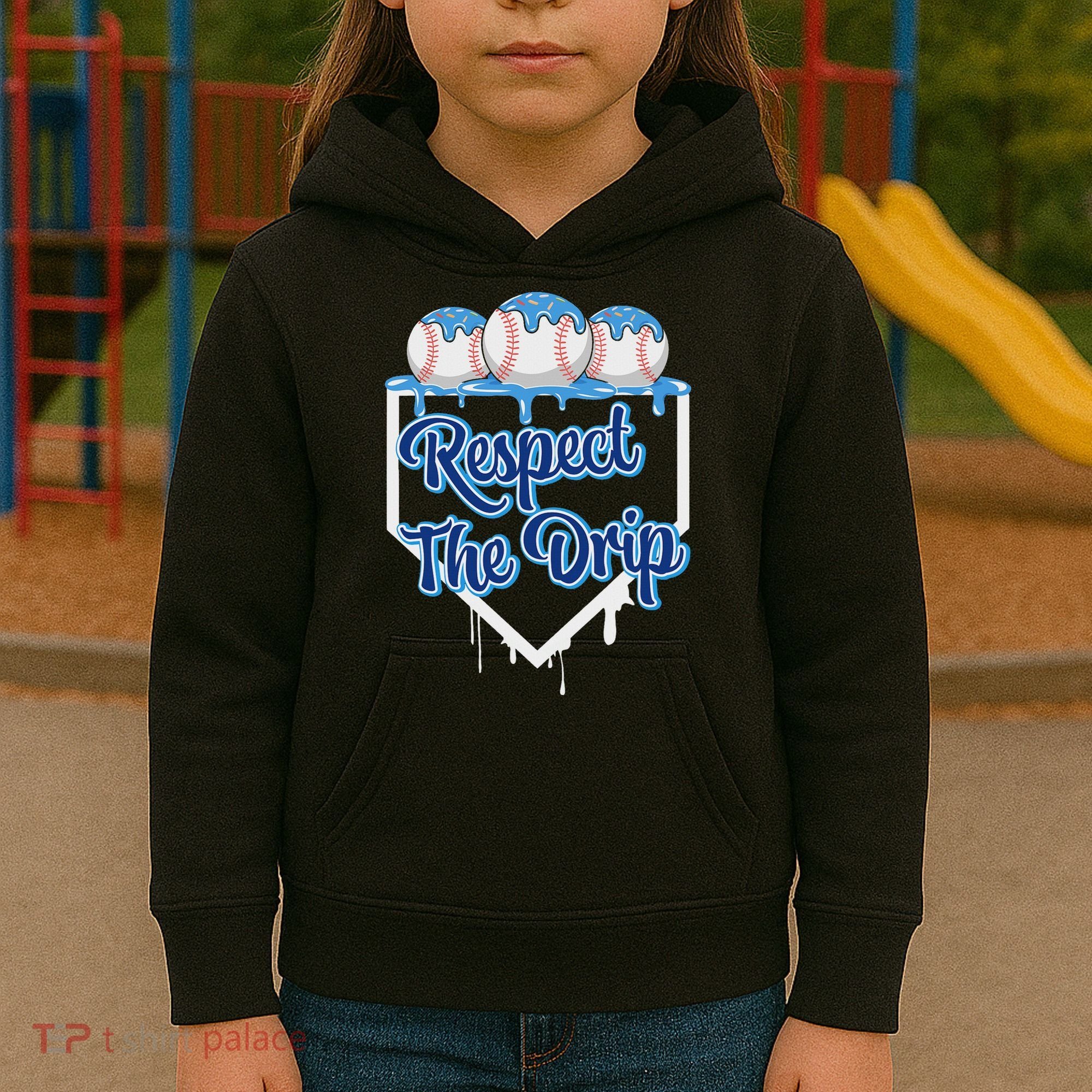 Baseball Drip Ice Cream Drip Respect The Drip Kids Hoodie