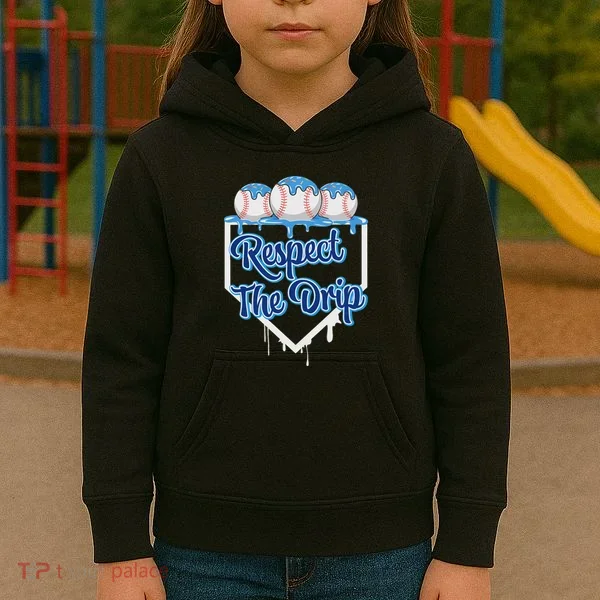Baseball Drip Ice Cream Drip Respect The Drip Kids Hoodie