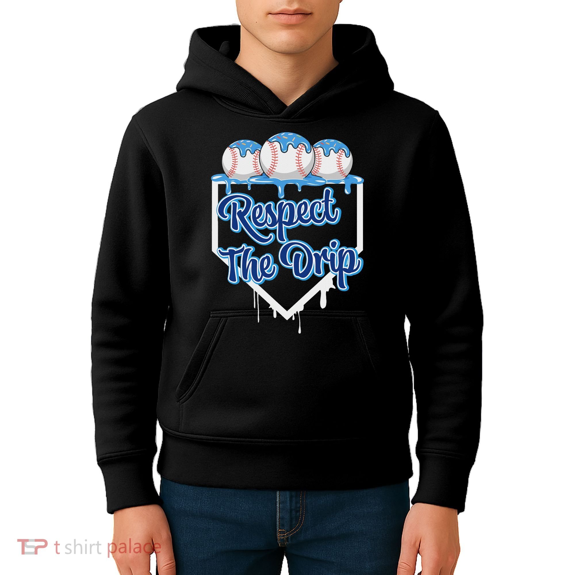 Baseball Drip Ice Cream Drip Respect The Drip Kids Hoodie