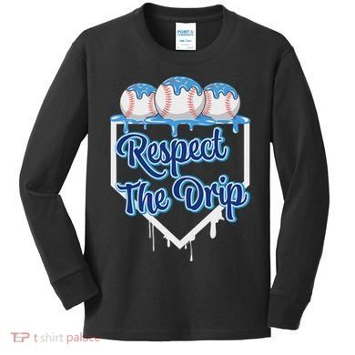 Baseball Drip Ice Cream Drip Respect The Drip Kids Long Sleeve Shirt