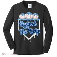 Baseball Drip Ice Cream Drip Respect The Drip Kids Long Sleeve Shirt thumb 0